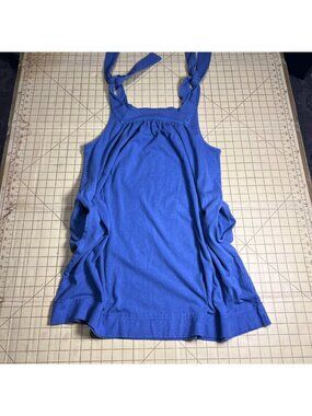 Free People Beach Women Blue Sleeveless Tie-Strap Dress M Cotton Blend